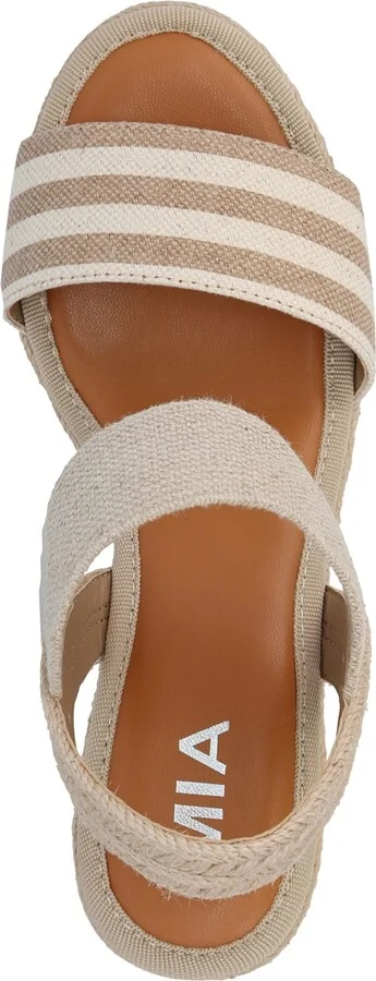 Mia Women's Brittni Round Toe Wedge Sandals - Natural, Off White - Image 4