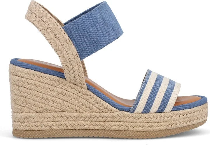 Mia Women's Brittni Round Toe Wedge Sandals - Natural, Off White - Image 6