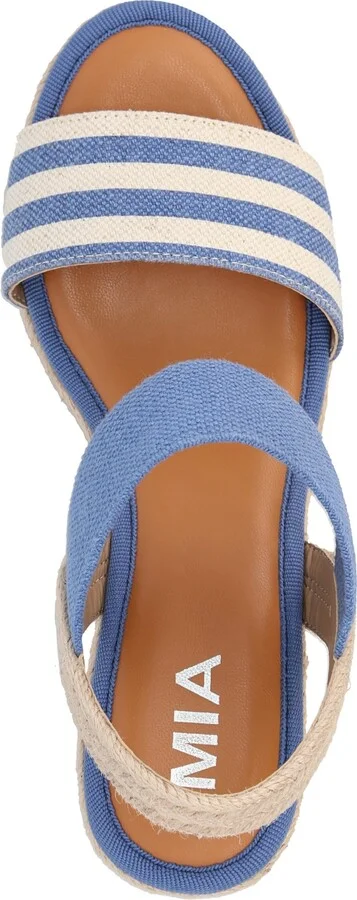 Mia Women's Brittni Round Toe Wedge Sandals - Natural, Off White - Image 8