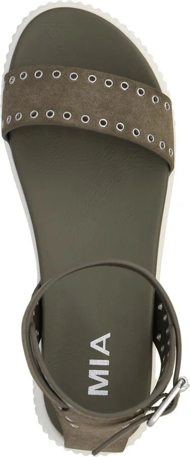 Mia Women's Evelin Grommeted Platform Round Toe Sandals - Khaki, Silver - Image 4