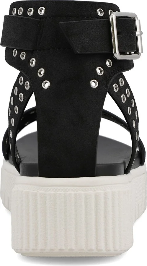 Mia Women's Evelin Grommeted Platform Round Toe Sandals - Khaki, Silver - Image 7