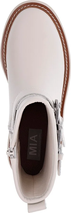 Mia Women's Florence Water-Resistant Leather Buckle Lug Sole Moto Boots - Image 4
