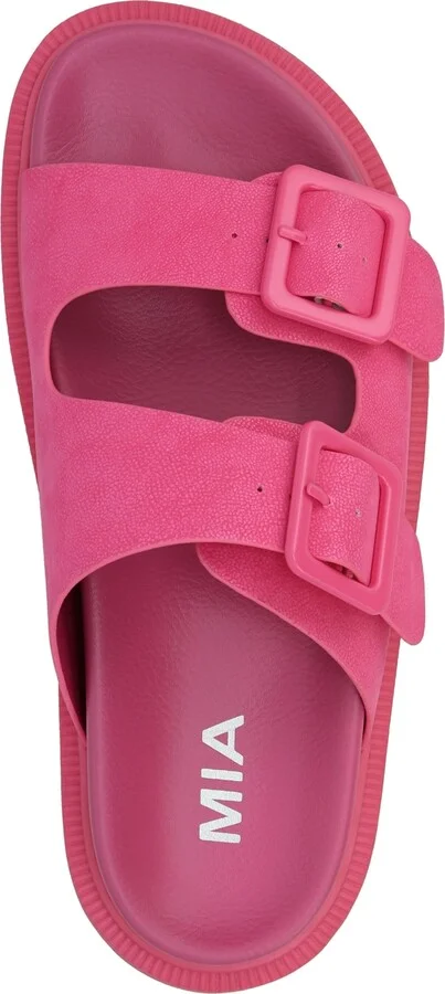 Mia Women's Gen Double Buckle Flat Slide Sandals - Image 4