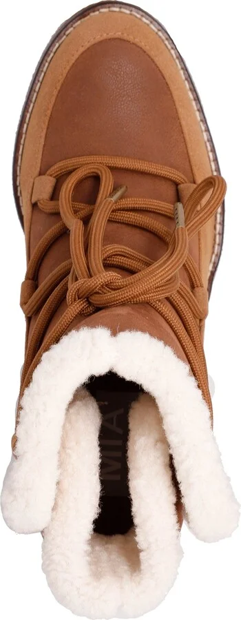 Mia Women's Holiday Cold Weather Sherpa Lace Up Block-Heel Booties - Image 4