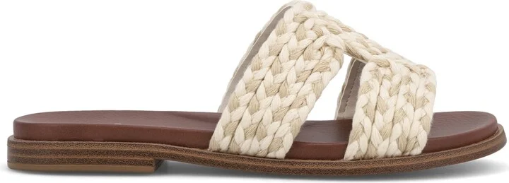 Mia Women's Poet Round Toe Flat Sandals - Natural, Ivory - Image 2