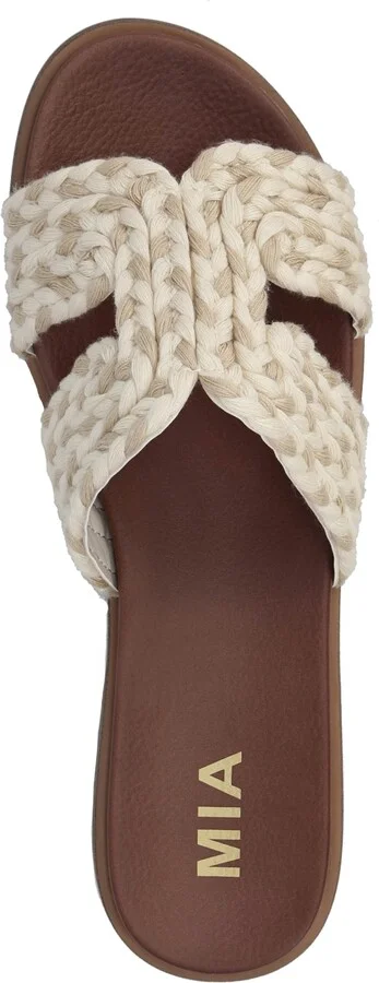 Mia Women's Poet Round Toe Flat Sandals - Natural, Ivory - Image 4