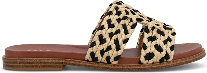 Mia Women's Poet Round Toe Flat Sandals - Natural, Ivory - Image 6