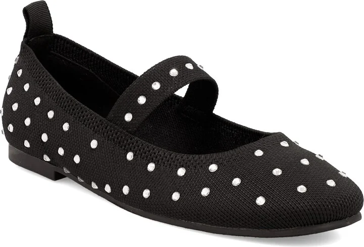 Mia Women's Seema Mary-Jane Rhinestone Knit Flats