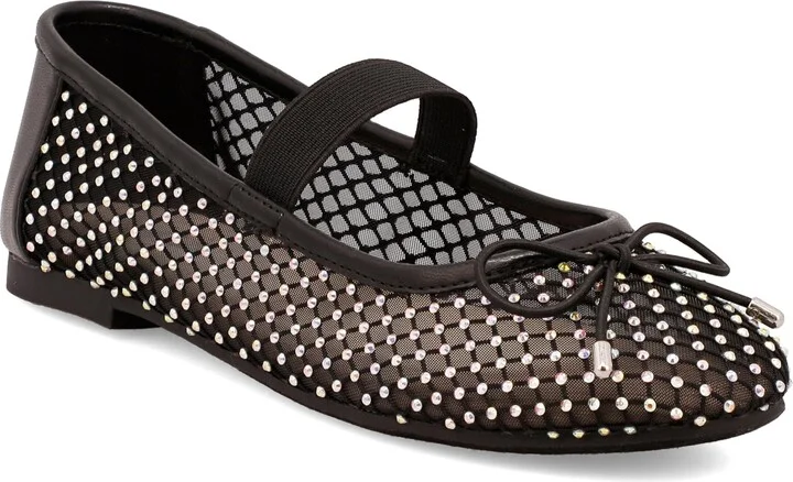 Mia Women's Unica Mary-Jane Rhinestone Mesh Flats