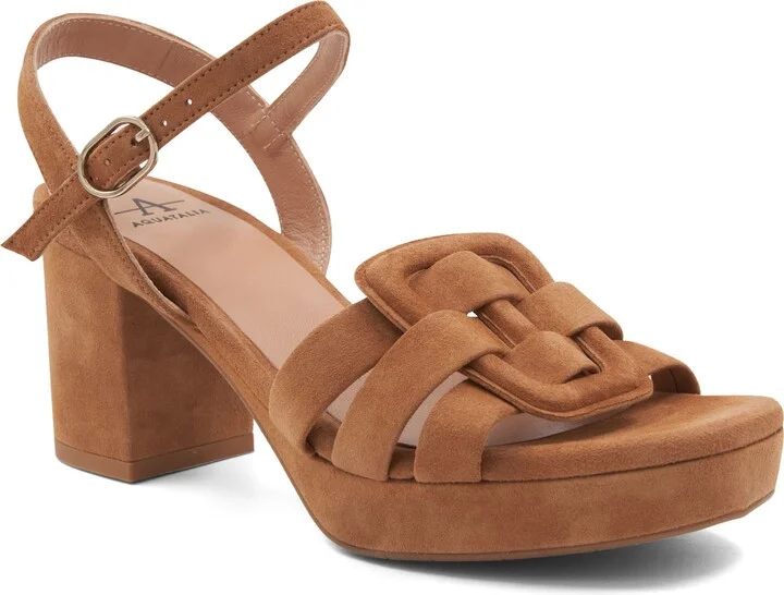 Micah Block Heel Quarter Strap Suede Sandal