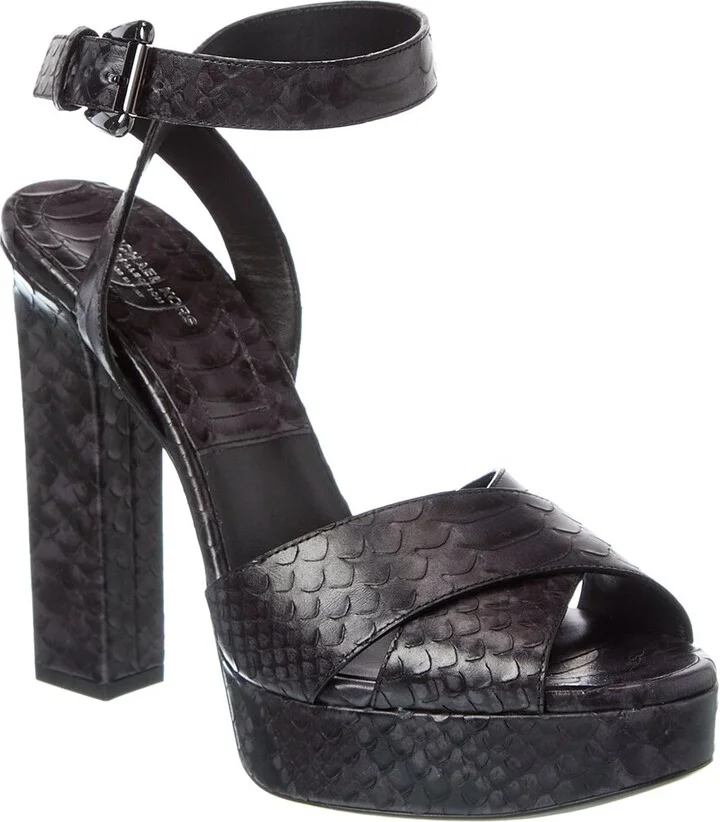 Michael Kors Cannon Runway Python-Embossed Leather Platform Sandal