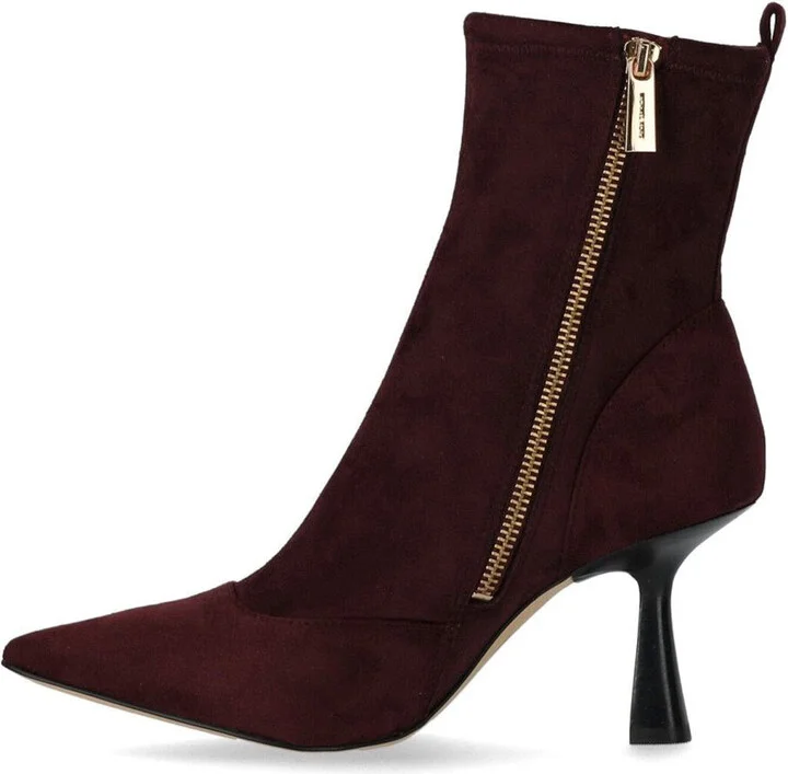 Michael Kors Clara Burgundy Heeled Ankle Boot - Image 3