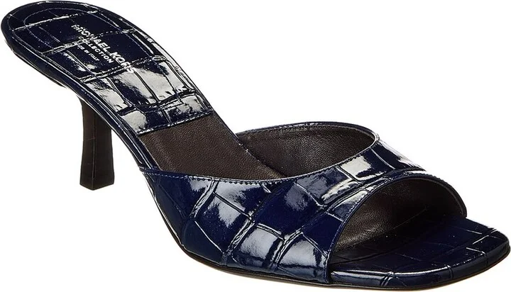 Michael Kors Collection Anita Runway Croc-Embossed Leather Sandal