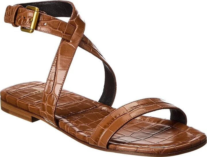 Michael Kors Collection Bridgette Croc-Embossed Leather Sandal