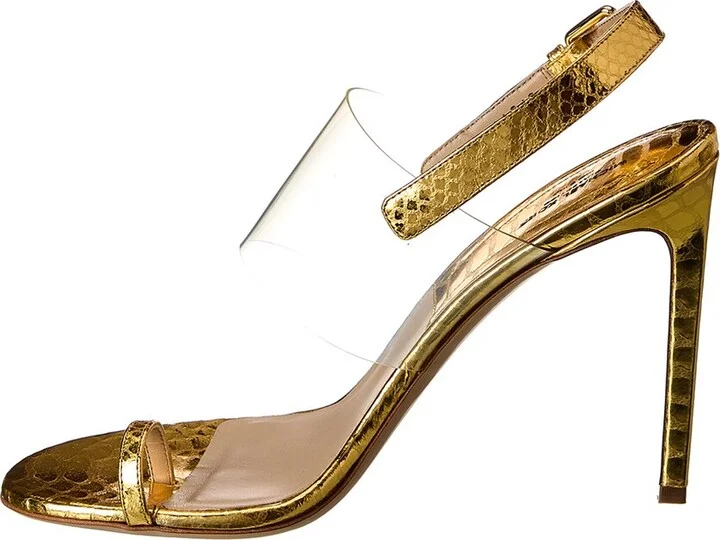 Michael Kors Collection Catherine Python-Embossed Leather & Vinyl Sandal - Image 2