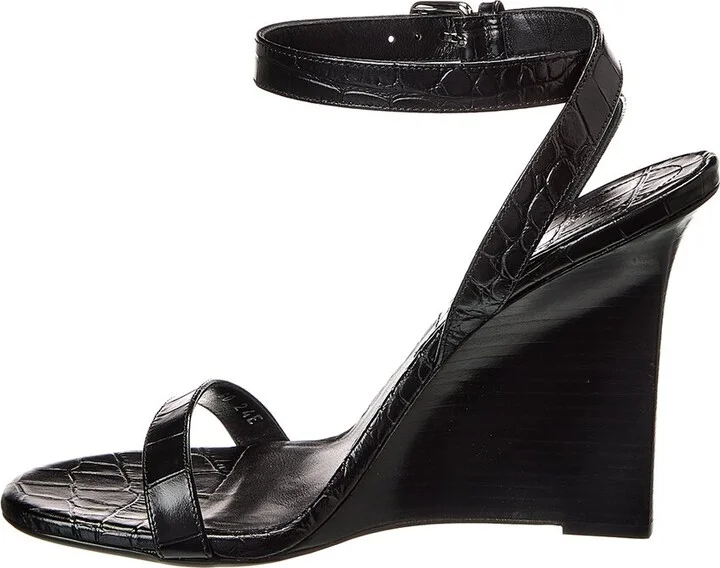 Michael Kors Collection Claudia Croc-Embossed Leather Wedge Sandal - Image 2