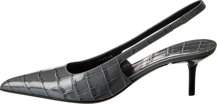 Michael Kors Collection Emma Croc-Embossed Leather Slingback Pump - Image 2