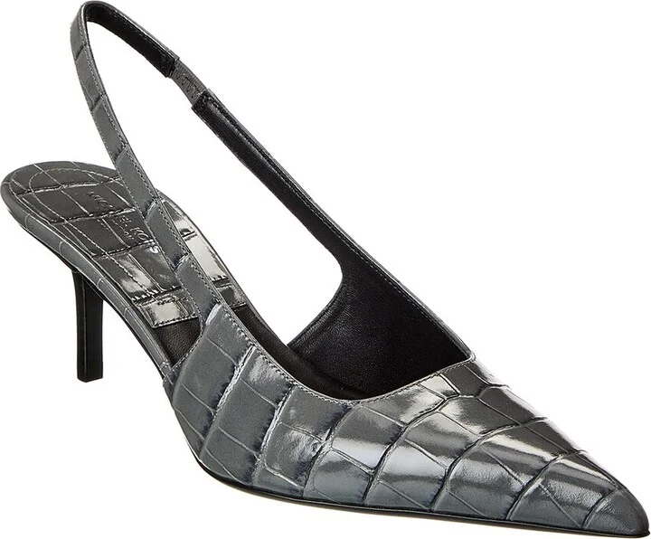 Michael Kors Collection Emma Croc-Embossed Leather Slingback Pump