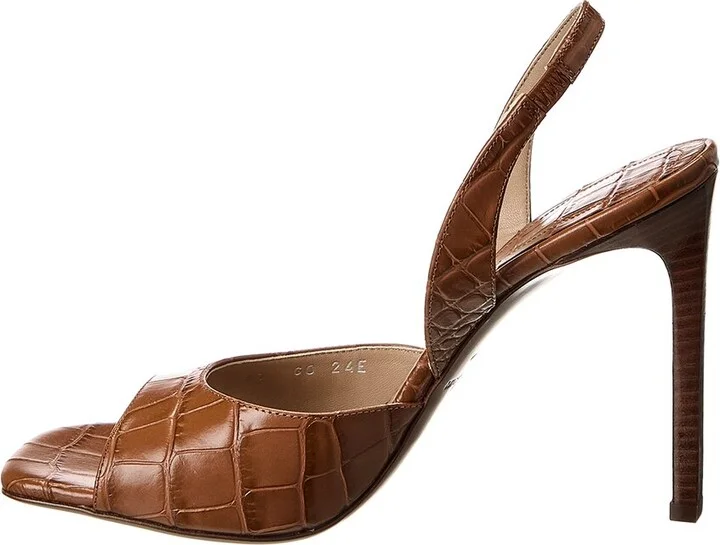 Michael Kors Collection Marisa Croc-Embossed Leather Slingback Sandal - Image 2