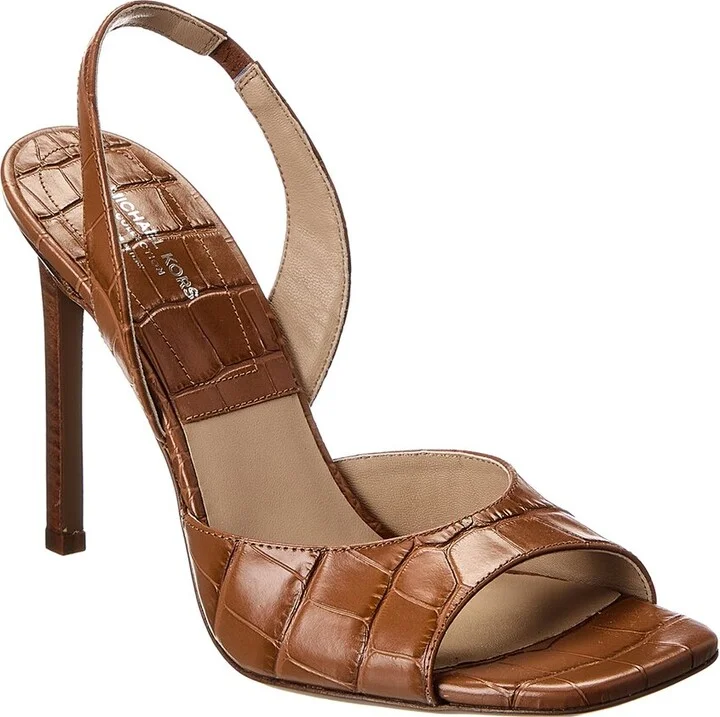 Michael Kors Collection Marisa Croc-Embossed Leather Slingback Sandal