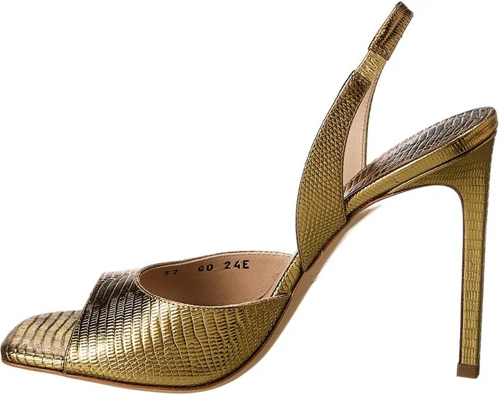 Michael Kors Collection Marisa Lizard-Embossed Leather Slingback Sandal - Image 2