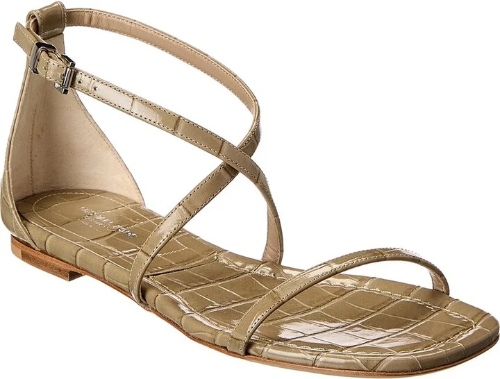 Michael Kors Collection Polly Runway Croc-Embossed Leather Sandal