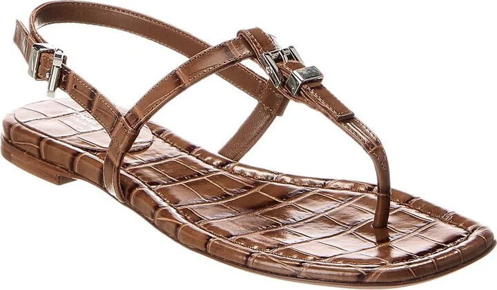 Michael Kors Collection Sofia Runway Croc-Embossed Leather Sandal