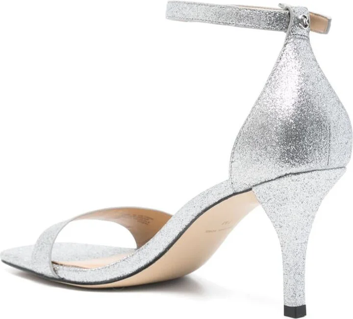 Michael Kors 'Jaida' Glitter Silver-Tone Heel Sandals - Image 3