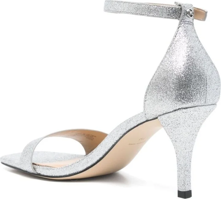 Michael Kors 'Jaida' Glitter Silver-Tone Heel Sandals