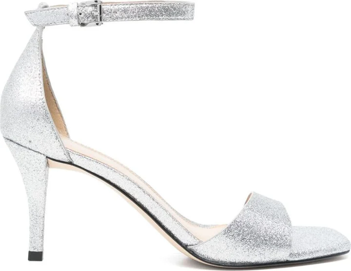 Michael Kors 'Jaida' Glitter Silver-Tone Heel Sandals