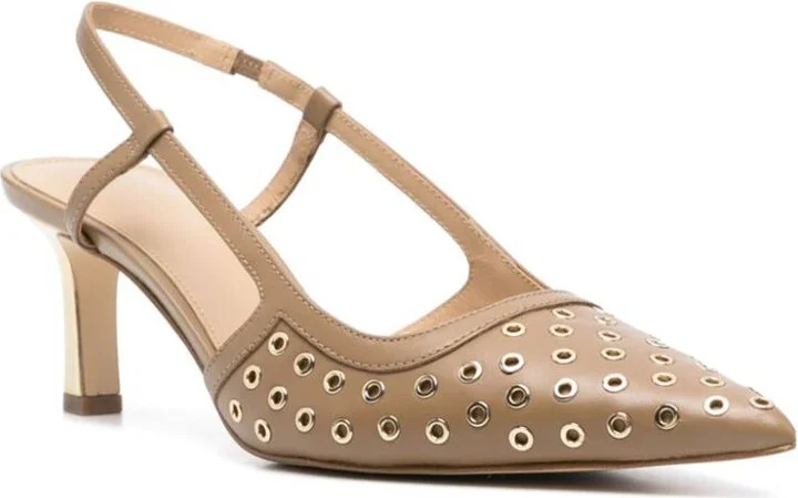 Michael Kors Leather 'Alora' Slingback In Beige - Image 3