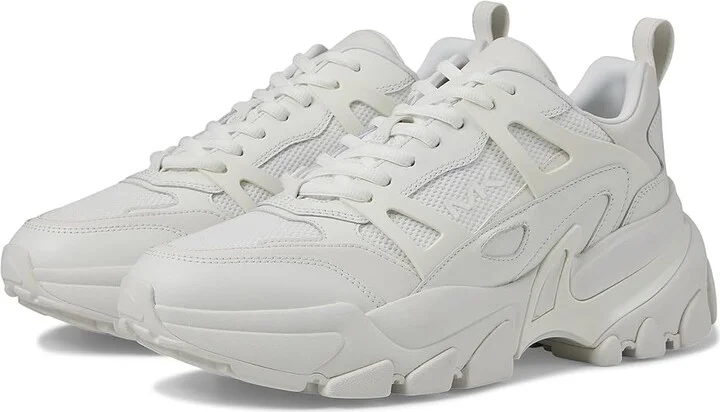 Michael Kors Nick Trainer Men's Shoes Optic White-1 : 10 M, Leather/Suede/Textile