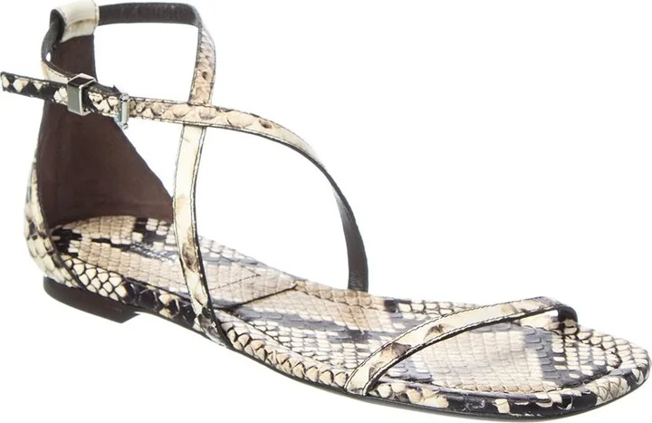 Michael Kors Polly Runway Python-Embossed Leather Sandal