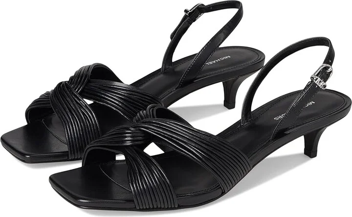 MICHAEL Michael Kors Alessia Kitten Sandal Women's Sandals Black : 9 M, Synthetic