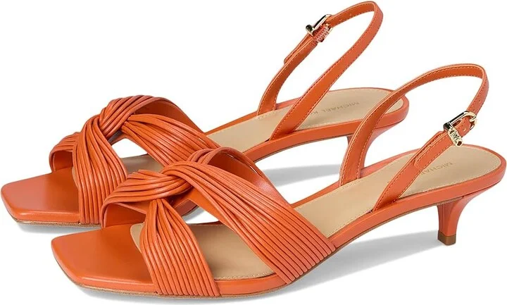 MICHAEL Michael Kors Alessia Kitten Sandal Women's Sandals Orange Punch : 7 M, Synthetic