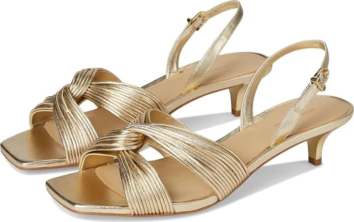 MICHAEL Michael Kors Alessia Kitten Sandal Women's Sandals Pale Gold : 7.5 M, Synthetic