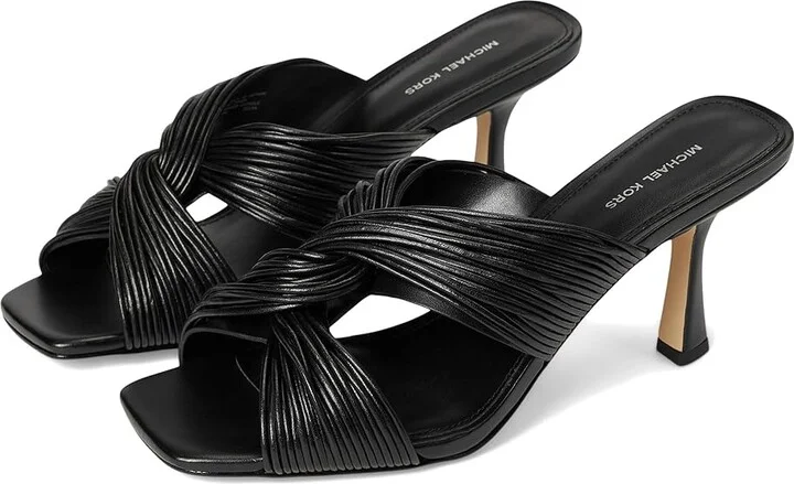 MICHAEL Michael Kors Alessia Mule Sandal Women's Sandals Black : 7.5 M, Leather/Rubber