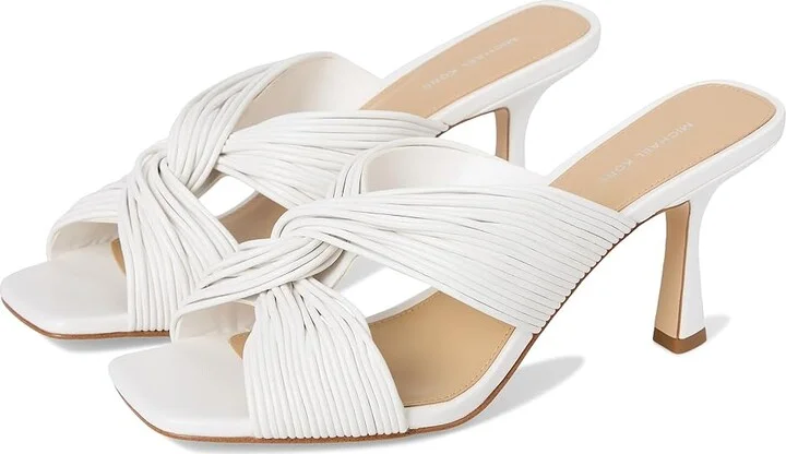 MICHAEL Michael Kors Alessia Mule Sandal Women's Sandals Optic White : 10 M, Leather/Rubber