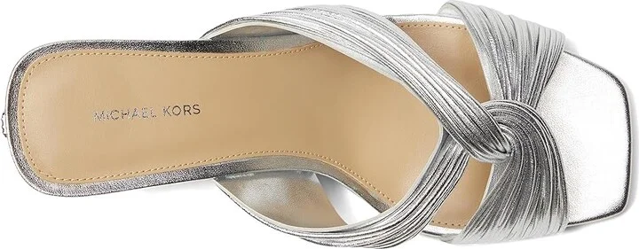 MICHAEL Michael Kors Alessia Mule Sandal Women's Sandals Silver : 9.5 M, Leather/Rubber - Image 2