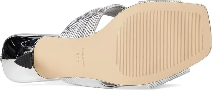 MICHAEL Michael Kors Alessia Mule Sandal Women's Sandals Silver : 9.5 M, Leather/Rubber - Image 3