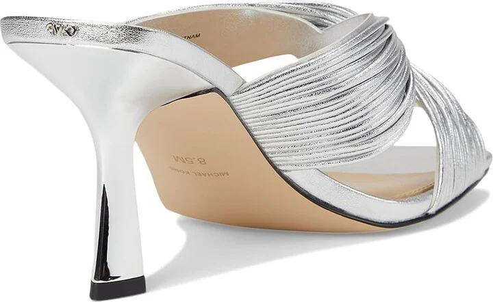 MICHAEL Michael Kors Alessia Mule Sandal Women's Sandals Silver : 9.5 M, Leather/Rubber - Image 4