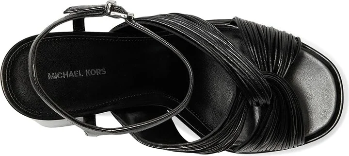 MICHAEL Michael Kors Alessia Platform Sandal Women's Wedge Shoes Black : 5.5 M, Leather/Rubber - Image 2