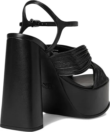MICHAEL Michael Kors Alessia Platform Sandal Women's Wedge Shoes Black : 5.5 M, Leather/Rubber - Image 4