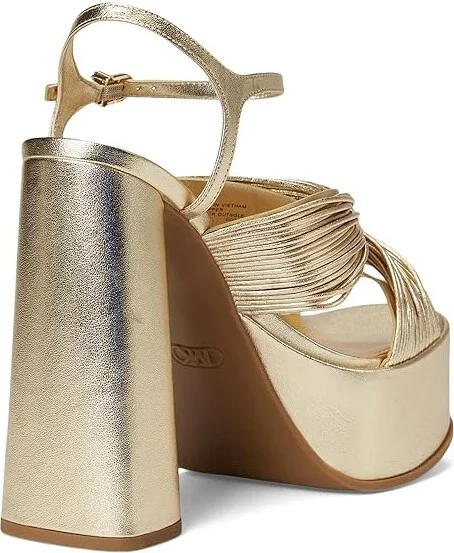 MICHAEL Michael Kors Alessia Platform Sandal Women's Wedge Shoes Pale Gold : 7.5 M, Leather/Rubber - Image 4