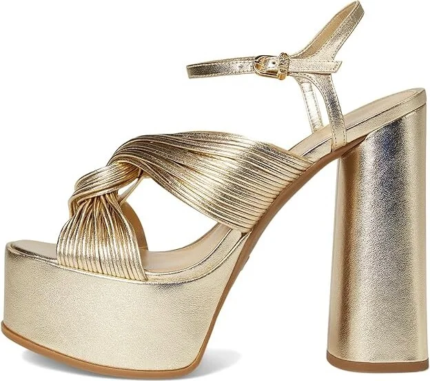 MICHAEL Michael Kors Alessia Platform Sandal Women's Wedge Shoes Pale Gold : 7.5 M, Leather/Rubber - Image 6