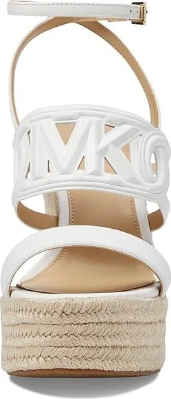 MICHAEL Michael Kors Alma Wedge Espadrille Women's Sandals Optic White : 10 M, Jute/Leather/Rubber - Image 2