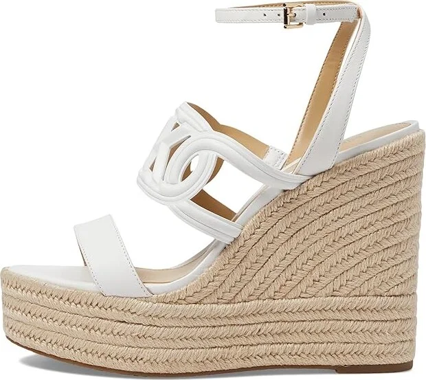 MICHAEL Michael Kors Alma Wedge Espadrille Women's Sandals Optic White : 10 M, Jute/Leather/Rubber - Image 5