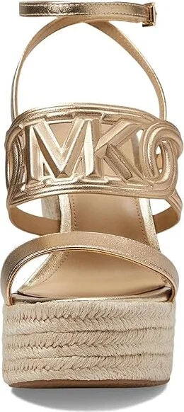 MICHAEL Michael Kors Alma Wedge Espadrille Women's Sandals Pale Gold : 10 M, Jute/Leather/Rubber - Image 2