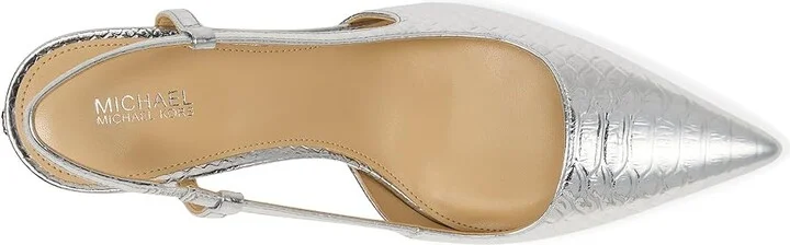 MICHAEL Michael Kors Alora Mid Sling High Women's Heels Silver : 9 M, Synthetic - Image 2