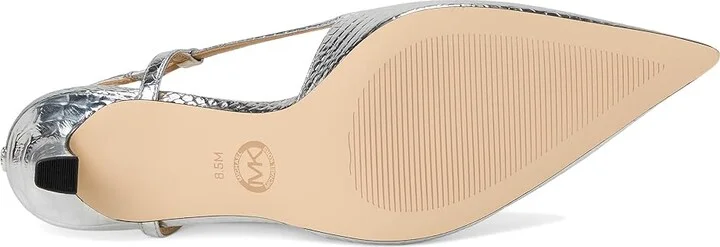 MICHAEL Michael Kors Alora Mid Sling High Women's Heels Silver : 9 M, Synthetic - Image 3